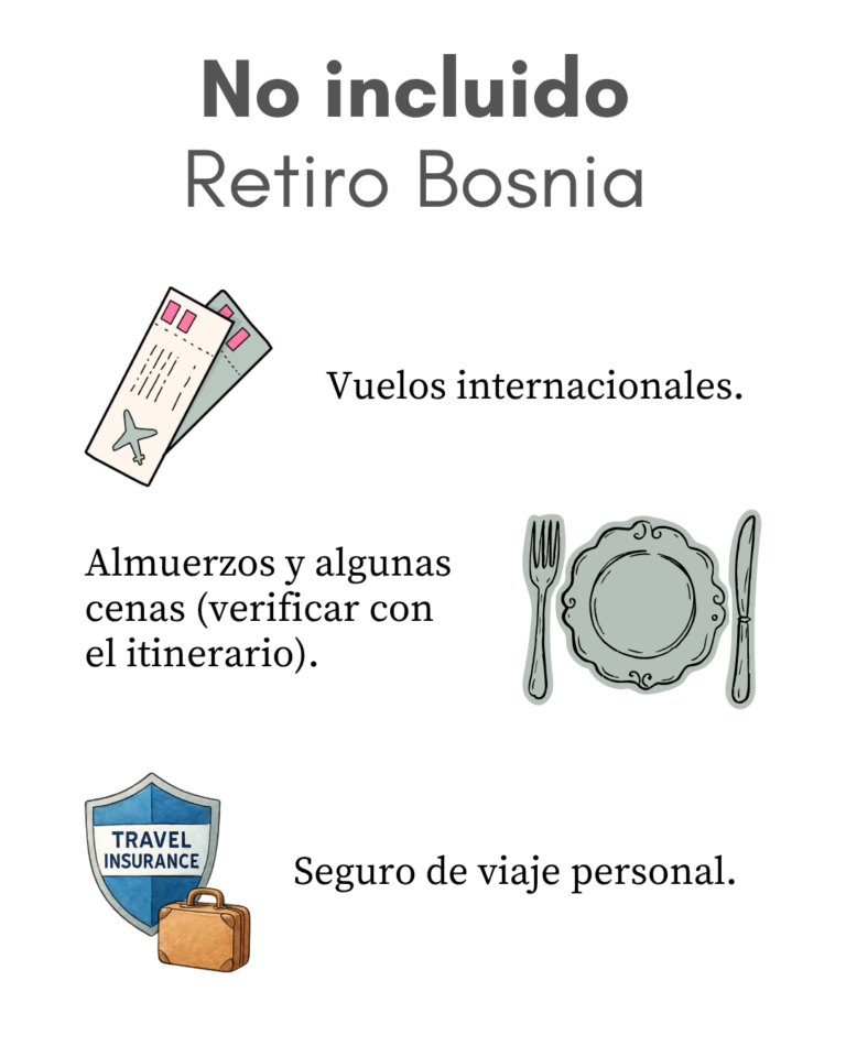 Letrero grafico donde se indica que no esta incluido en el retiro a Bosnia